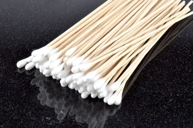 100Pc - 6" Birch Wood Handle Cotton Swabs Set