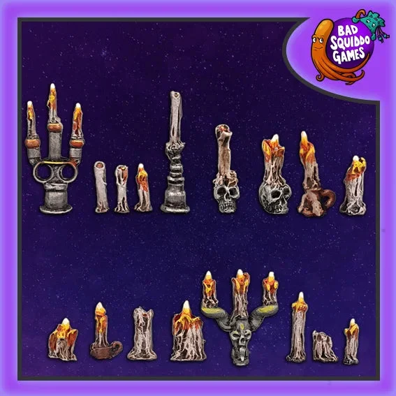 Candles and Candlesticks (17) 28 mm Scale Models - Bad Squiddo Games