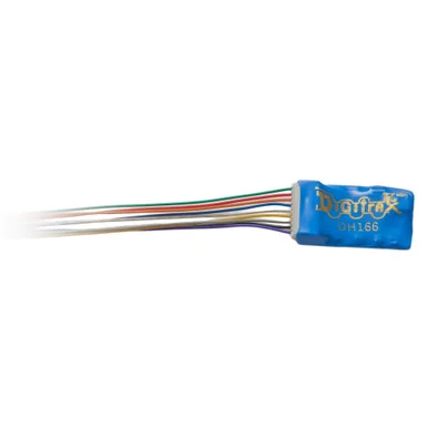 Digitrax DH166D 1.5 Amp Premium Wired Mobile Decoder HO Scale, 1.5 Amp/2.0 Amps Peak, 6 FX3 Functions, 0.5 Amp, with Digitrax Easy Connect 9 Pin Harness