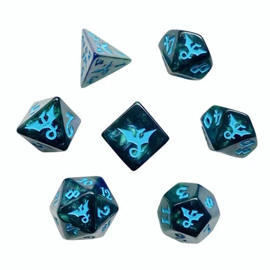 Black Oak Workshop BOW7DSDRSEAHC Swirl Dragon Sea Polyhedral 7-Dice Set