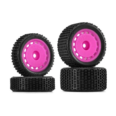 INJORA MBT01-MA Magenta Pre-mounted Pin Buggy Tires & Wheels for 1/24 Losi Micro-B