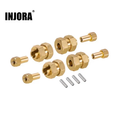 INJORA SCX24-17 Brass Wheel Hex Hub +5mm Extenders for Axial SCX24 AX24 4PCS