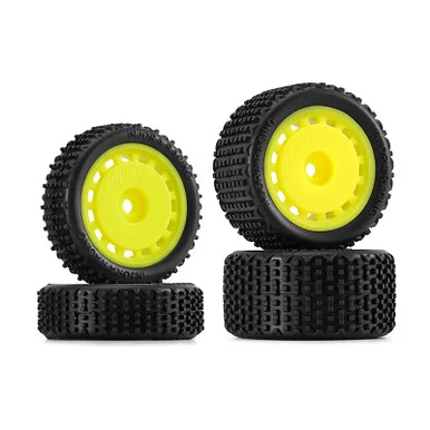 INJORA MBT01-YE Yellow Pre-mounted Pin Buggy Tires & Wheels for 1/24 Losi Micro-B