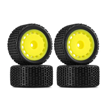 INJORA MBT02-YE Yellow Pre-mounted Pin Buggy Tires & Wheels for 1/28 Losi Micro-T