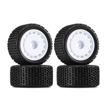 INJORA MBT02-WH White Pre-mounted Pin Buggy Tires & Wheels for 1/28 Losi Micro-T