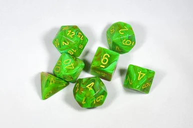 Chessex 27515 Vortex Slime Yellow Polyhedral 7-Dice Set