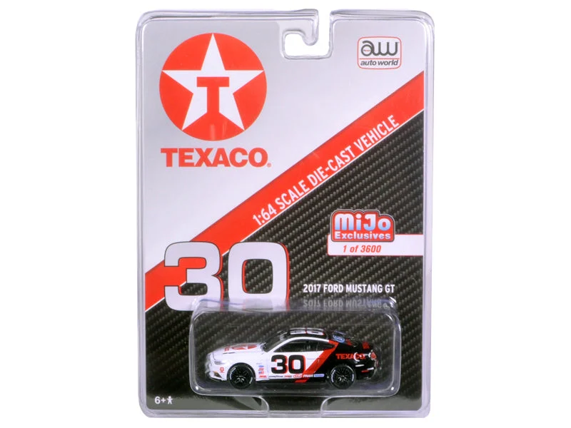2017 Ford Mustang GT Texaco Racing No.30 Black & White (MiJo Exclusive) 1:64 Scale Diecast Model - Auto World