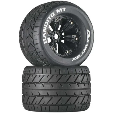 Duratrax DTXC3576 Bandito MT 3.8" Mounted 1/2" Offset Tires, Black (2)