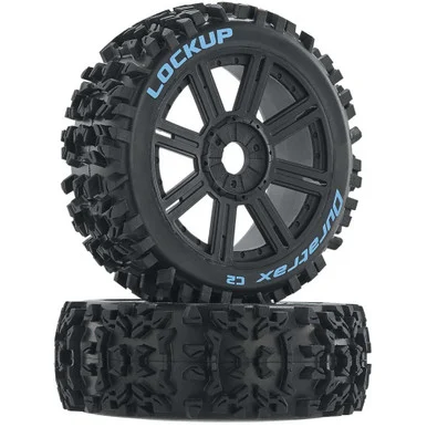 Duratrax DTXC3616 Lockup 1/8 C2 Mounted Buggy Spoke Tires, Black (2)