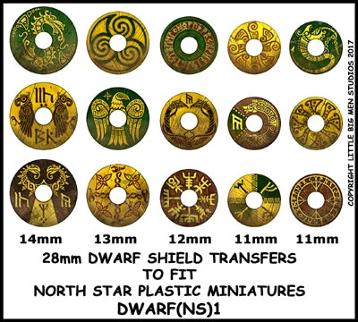 Oathmark Dwarf Shield Transfers #1, 28 mm Scale - LBMS