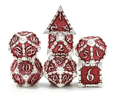Foam Brain Games 4175 Dagger of Venom: Silver Ruby - Metal RPG Dice Set