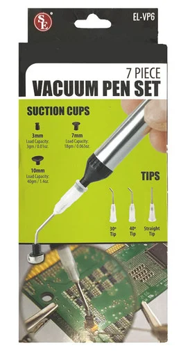 7-Piece Vacuum Pen Set with Interchageable Suction Cups and Tips