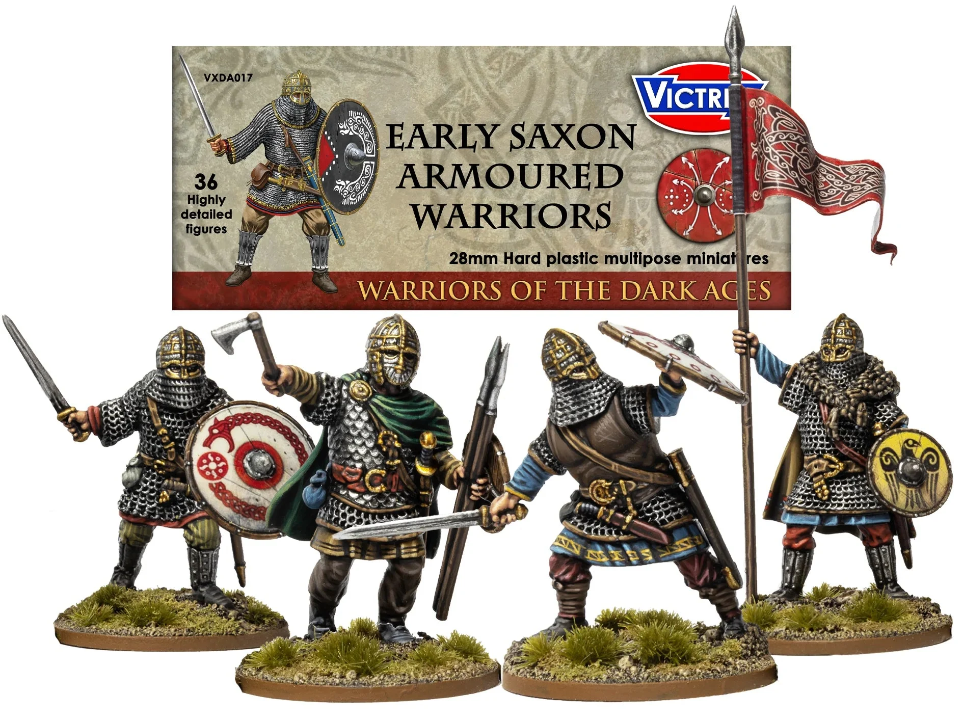 Early Saxon Armoured Warriors, 28 mm Scale Model Plastic Figures - Victrix