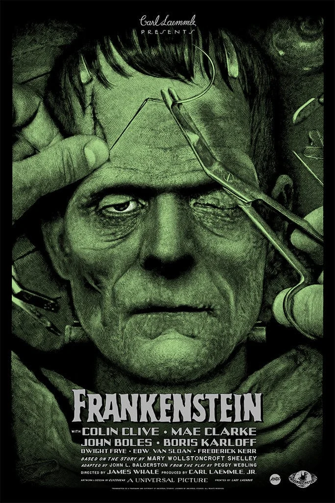 Frankenstein Screenprinted Poster - Elvisdead