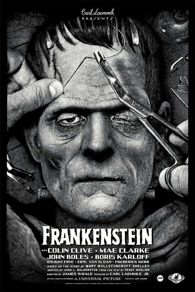 Frankenstein Variant Screenprinted Poster - Elvisdead