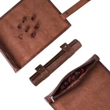 Foam Brain Games 1900 Brown Roll Up Leatherette Dice Mat - FoamBrain