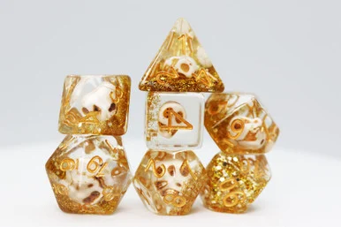 Foam Brain Games 2275 Skull and Gold Glitter Dice Set - FoamBrain