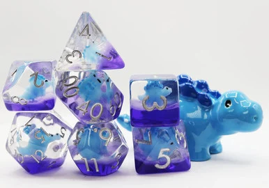 Foam Brain Games 2411 Blue Stegosaurus RPG Dice Set - FoamBrain