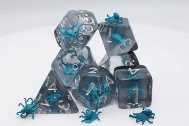 Foam Brain Games 2451 Teal Octopus RPG Dice Set - FoamBrain