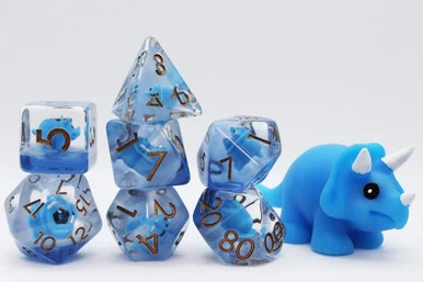 Foam Brain Games 2467 Blue Triceratops RPG Dice Set - FoamBrain