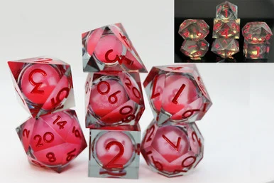 Foambrain Games 2601 Sharp Edge Glow in the Dark Liquid Core RPG Dice Set - Midnight Rose
