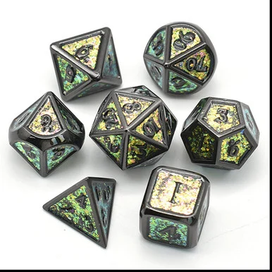 Foam Brain Games 4156 Color Shifting: Fields of Green - Metal RPG Dice Set