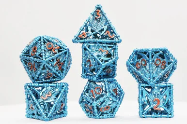 Foam Brain Games 4366 Grim Scythe: Blue - Metal RPG Dice Set