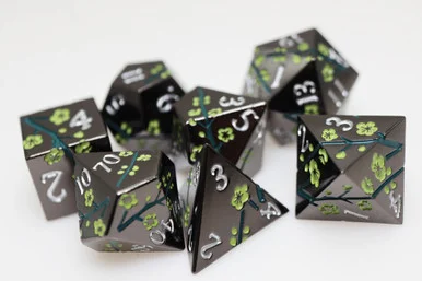 Foambrain Games 4430 Metallic Bouquet Dark Green Hellebore - Metal RPG Dice Set