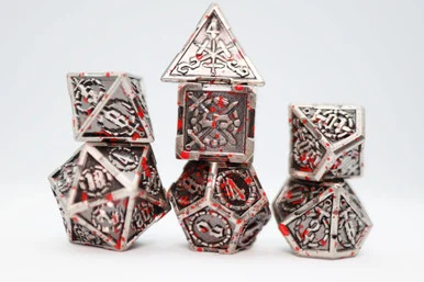 Foam Brain Games 4449 Crossed Swords: Vampiric Sword - Metal RPG Dice Set