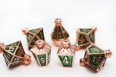 Foambrain Games 4497 Moonlit Lantern Coppered Acidfire - Metal RPG Dice Set