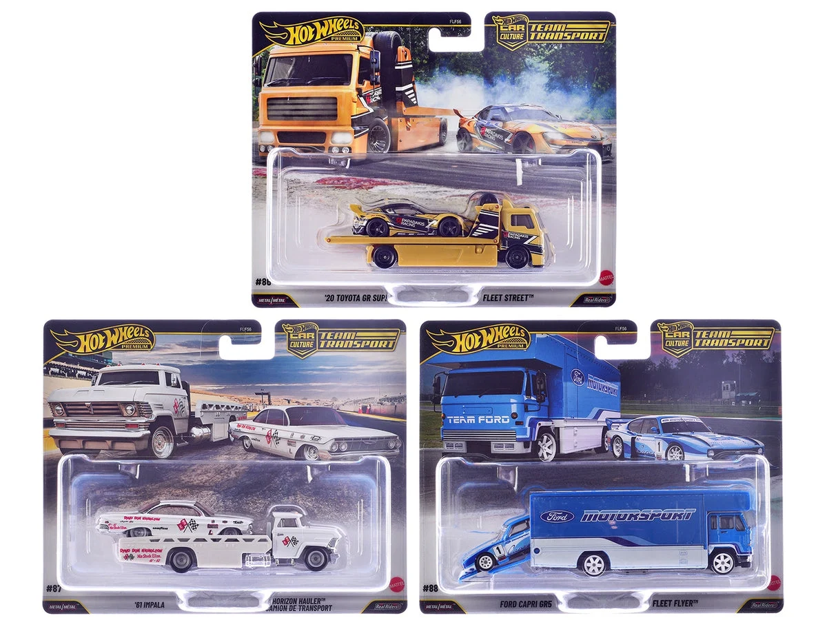 "Team Transport" 3 piece Set J 2025 "Car Culture" Series Diecast Model Cars by Hot Wheels - Hotwheels