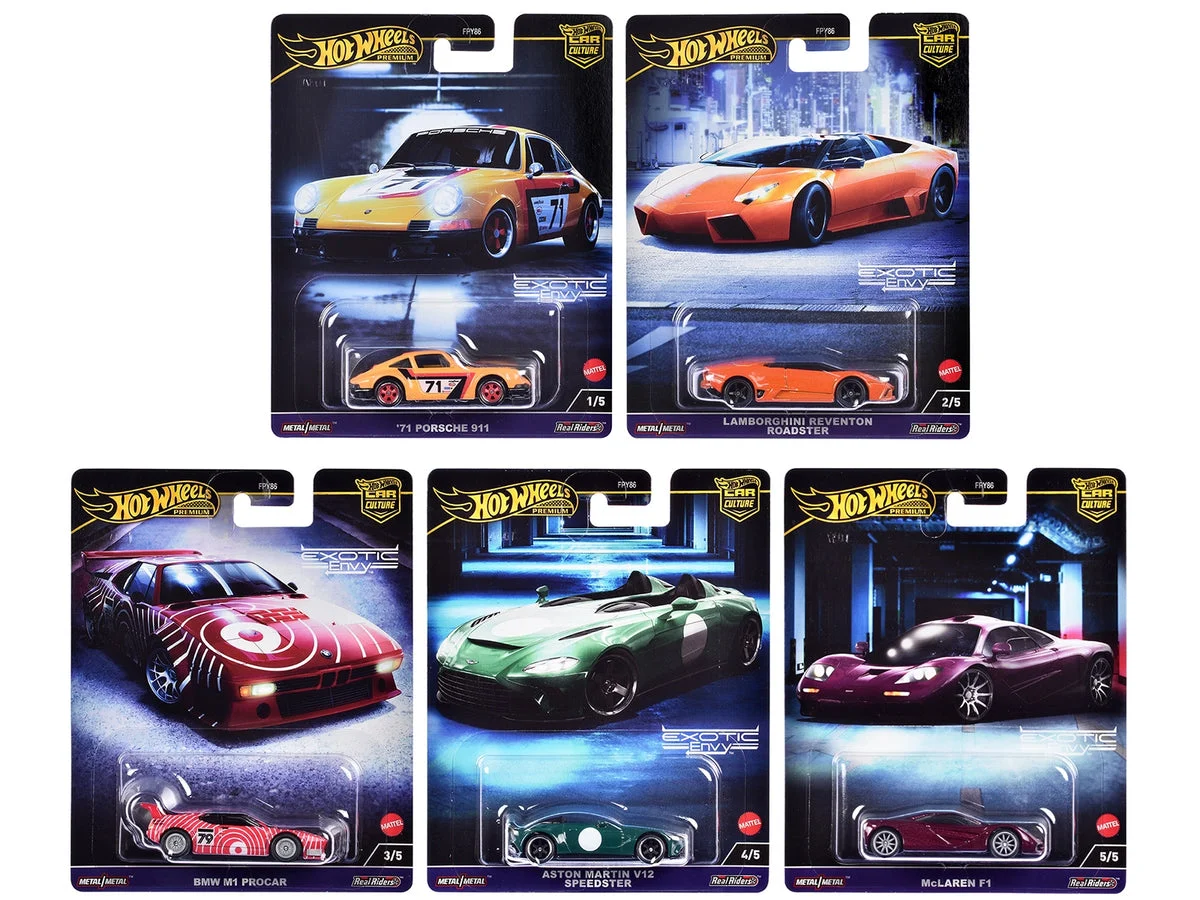 "Exotic Envy" 5 piece Set "Car Culture" 2024 Series G Diecast Model Cars by Hot Wheels - Hotwheels