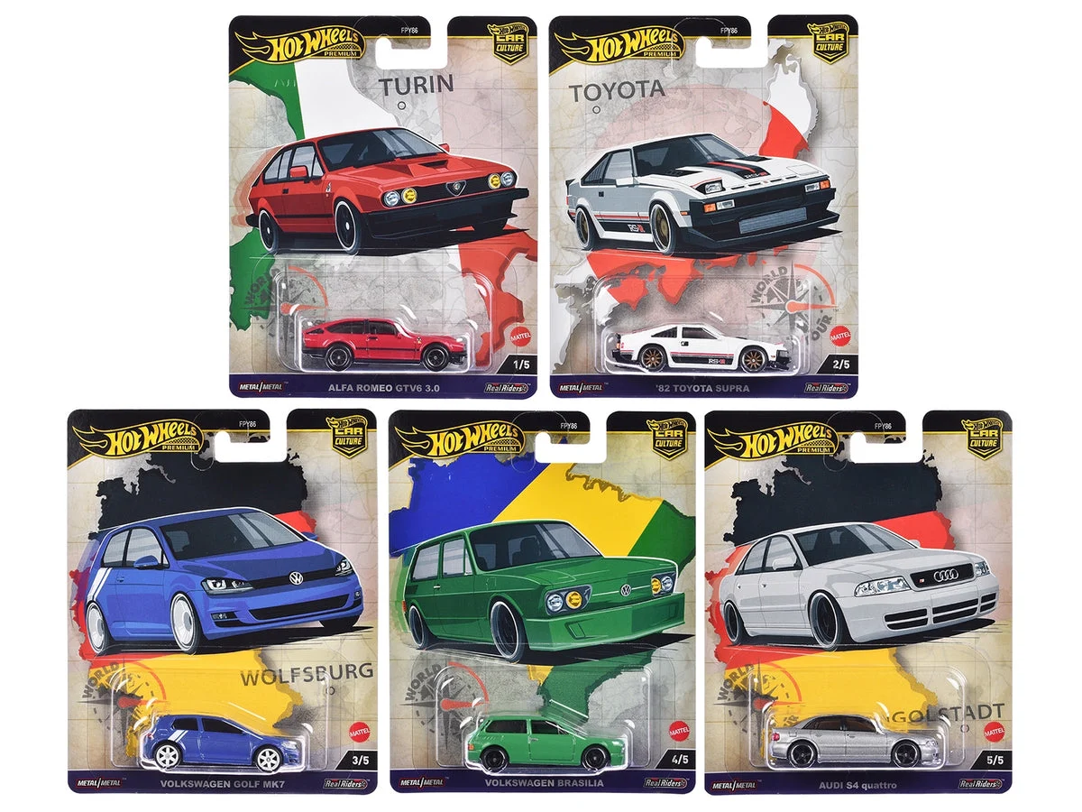 "World Tour" 5 piece Set "Car Culture" 2024 Series A Diecast Model Cars by Hot Wheels - Hotwheels