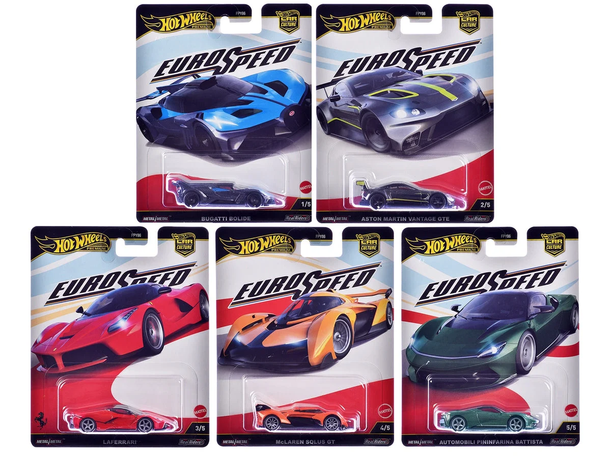 "Euro Speed" 5 piece Set "Car Culture" 2025 Series L Diecast Model Cars by Hot Wheels - Hotwheels