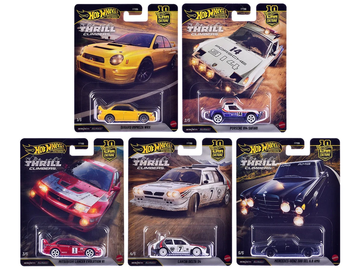 "Thrill Climbers" 5 piece Set "Car Culture 10th Anniversary" 2025 Series Q Diecast Model Cars by Hot Wheels - Hotwheels