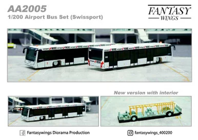 Swissport Airport Bus with Detailed Interior (1:200) - Fantasy Wings
