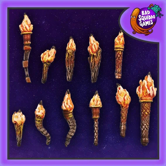 Bad Squiddo Games Flaming Torches (11) 28mm Accessories