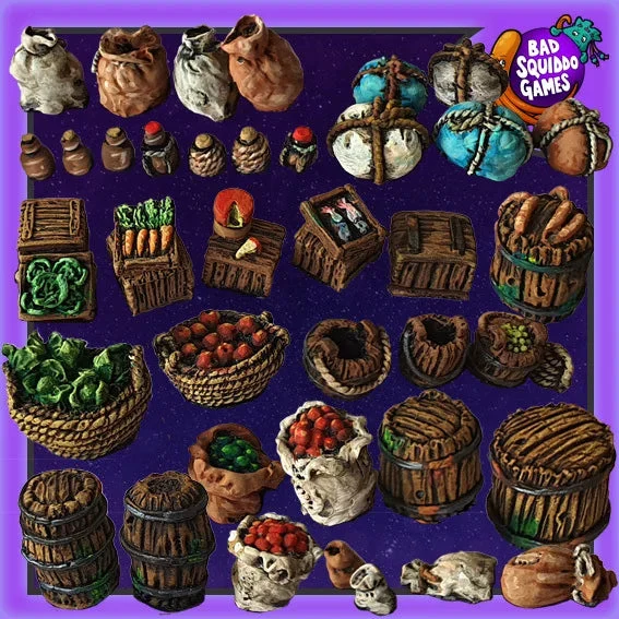 Food Supplies Basing Kit (39) 28 mm Scale Models - Bad Squiddo Games