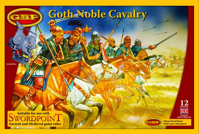 Goth Noble Cavalry, 28 mm Scale Model Plastic Figures - Gripping Beast