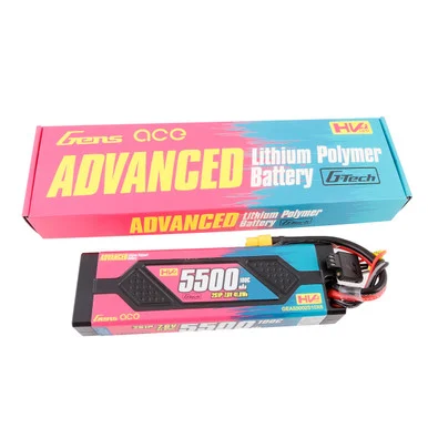 Gens Ace GEA55002S10X6 5500mAh 2S 7.6V 100C HardCase Advanced Lipo Battery Pack with XT60 Plug