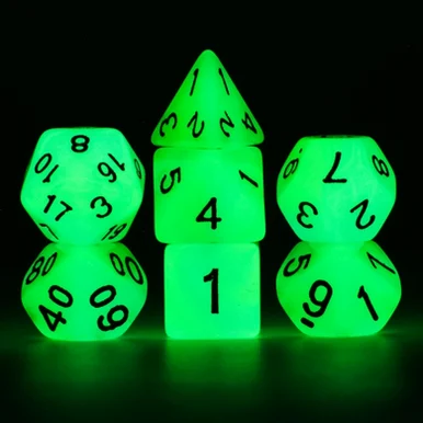 Foambrain Games 2474 Glow in the Dark - Blue and Green RPG Dice Set