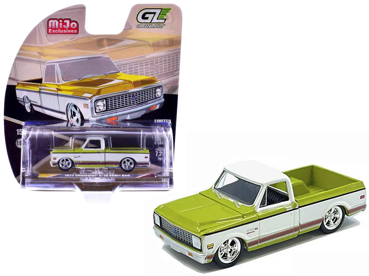 1972 Chevrolet C-10 Short Bed Pickup Truck Mustard Yellow and White "Mijo Exclusives" Series 1/64 Diecast Model Car by Greenlight