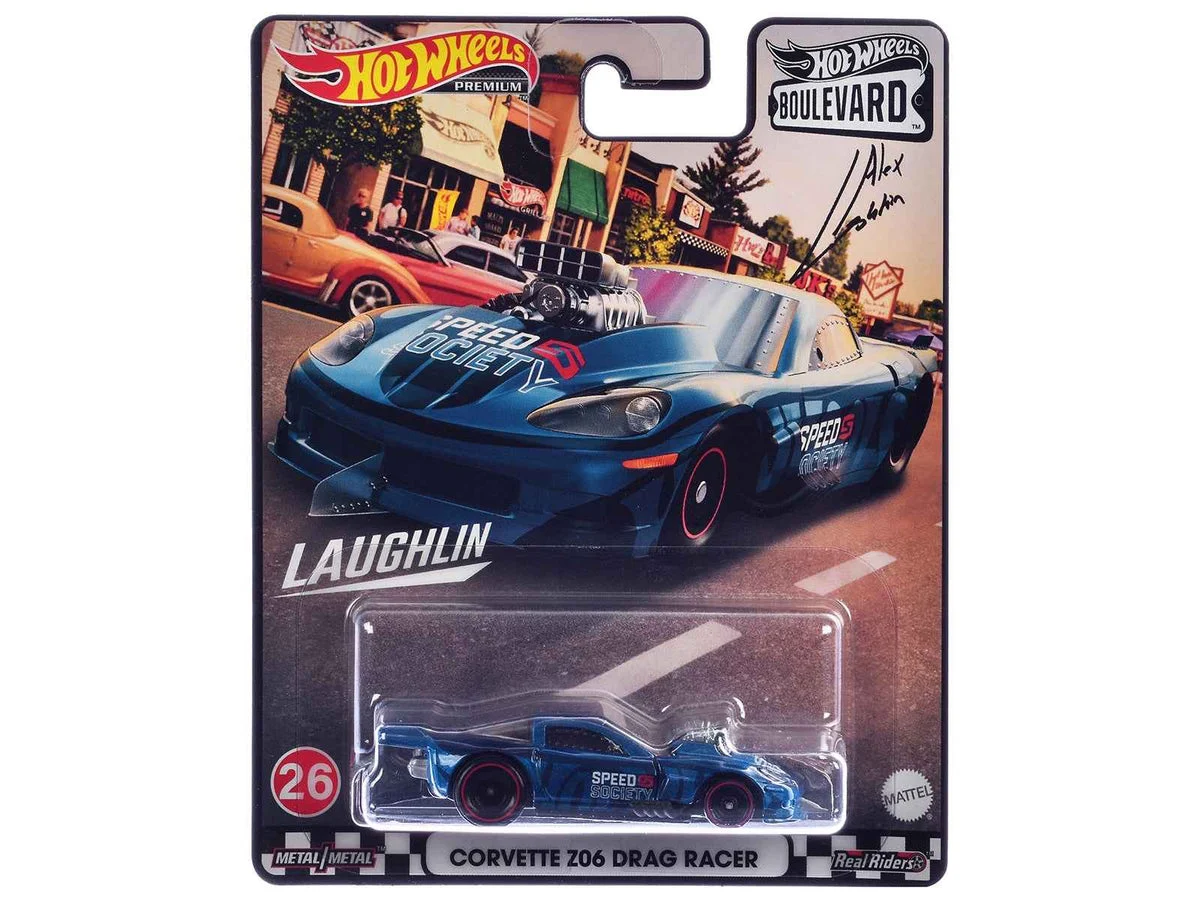 Chevrolet Corvette Z06 Drag Racer "Speed Society" Blue Metallic with Graphics "Boulevard" Series Diecast Model Car by Hot Wheels - Hotwheels