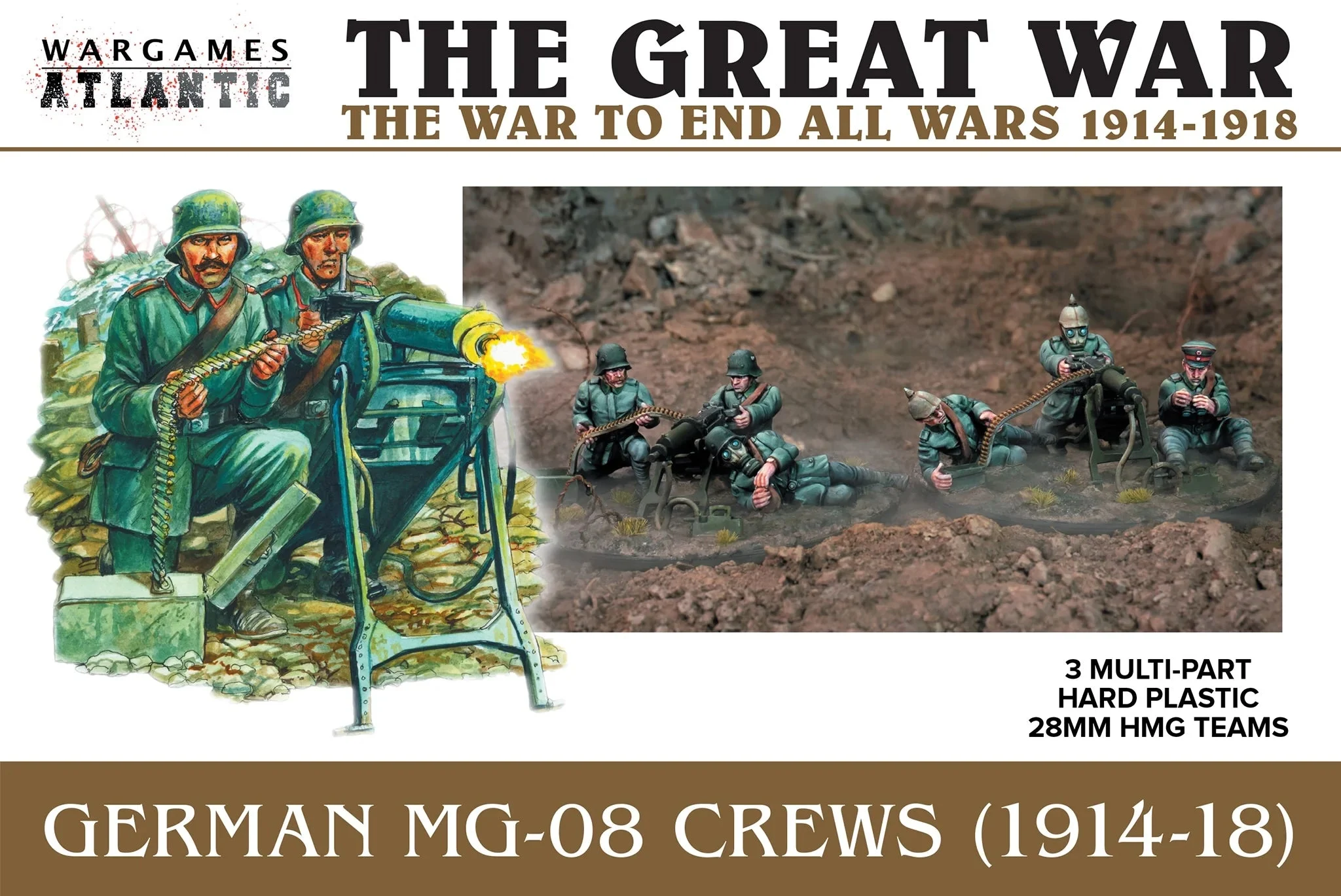 German MG-08 Crews (1914-1918), 28 mm Scale Model Plastic Figures