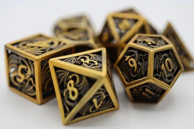 Foam Brain Games 4187 Dragon Essence: Gold - Hollow Metal RPG Dice Set