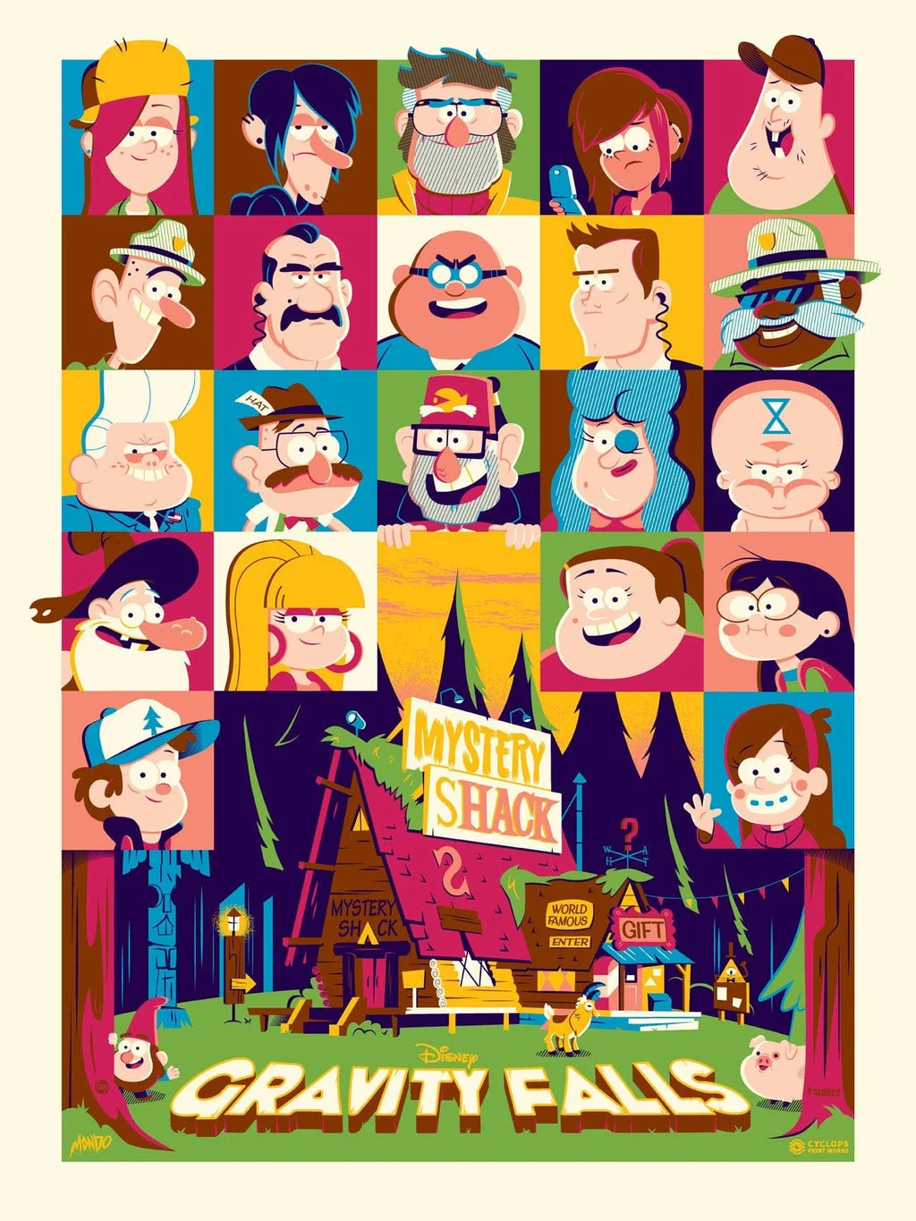 Mondo X Cyclops Print Works Print #14: Gravity Falls - Dave Perillo