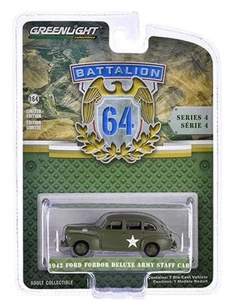 Greenlight Collectibles Battalion 64 Series 4 – 1942 Ford Fordor Deluxe Army Staff 1/64 Scale Diecast Model