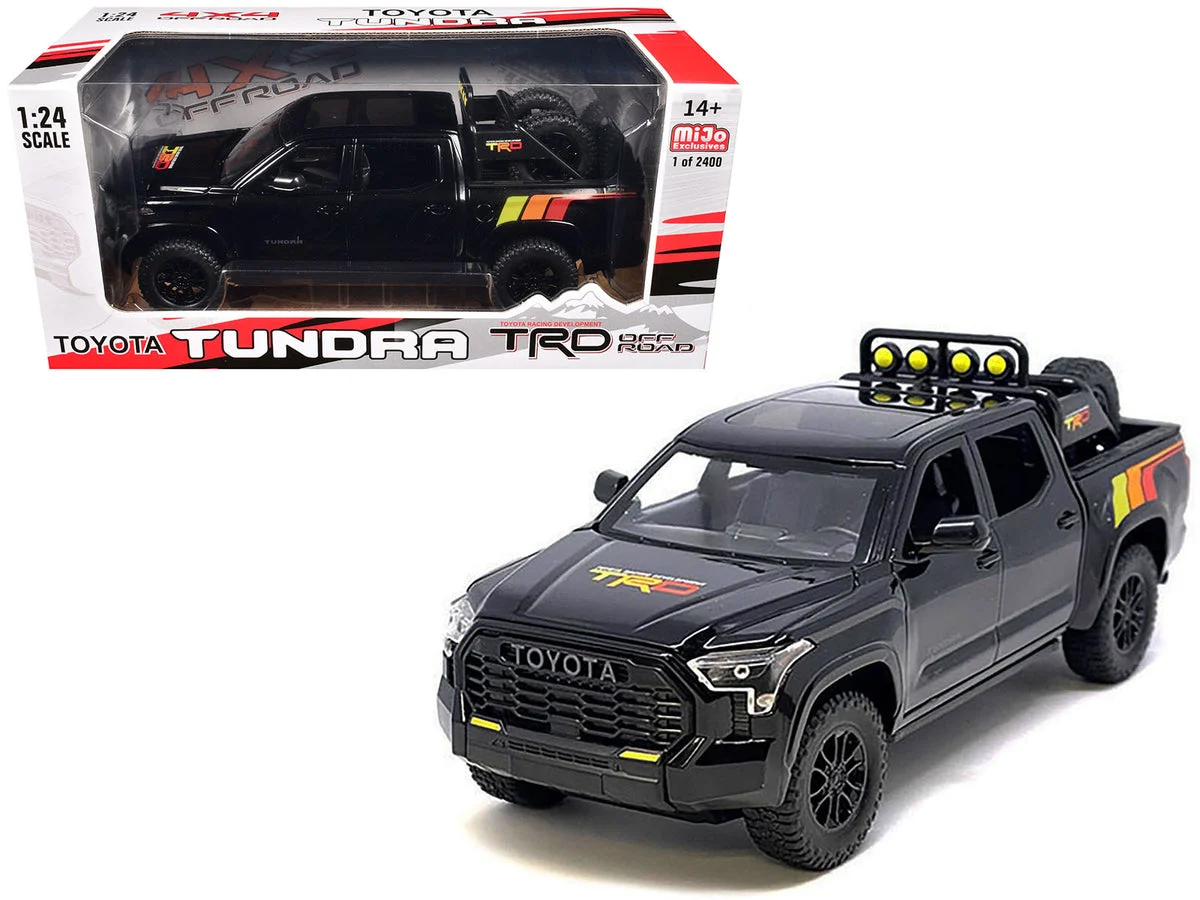 2023 Toyota Tundra TRD 4x4 Pickup Truck Black with TRD Stripes with Sunroof and Wheel Rack Limited Edition to 2400 pieces Worldwide 1/24 Diecast Model Car - Unbranded