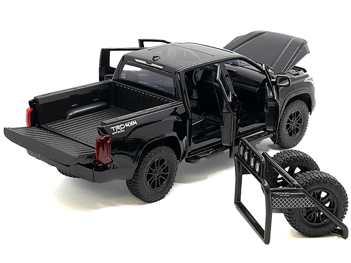 2023 Toyota Tundra TRD 4x4 Pickup Truck Black with Sunroof and Wheel Rack 1/24 Diecast Model Car - Unbranded
