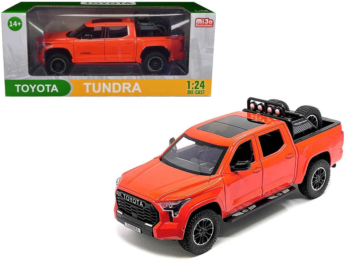 2023 Toyota Tundra TRD 4x4 Pickup Truck Solar Octane Orange with Sunroof and Wheel Rack 1/24 Diecast Model Car - Other
